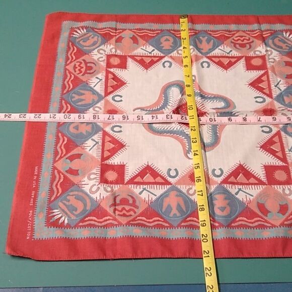Southwestern Scarf Poly/Cotton RN#14193 Made in USA Native Symbols - Picture 5 of 10